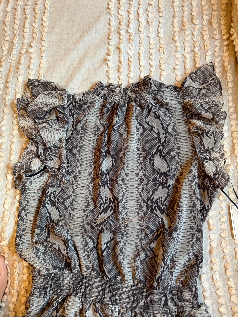 Snake Print Ruffle Dress - Gray - Picture 4 of 6
